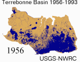 Animation of land loss from 1956-1993.  USGS-NWRC